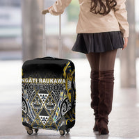 Aotearoa Ngati Raukawa Luggage Cover Maori Tribal Yellow And Navy Paua Shell Pattern
