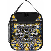 Aotearoa Ngati Raukawa Lunch Bag Maori Tribal Yellow And Navy Paua Shell Pattern