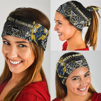 Aotearoa Ngati Raukawa Neck Gaiter Maori Tribal Yellow And Navy Paua Shell Pattern