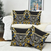Aotearoa Ngati Raukawa Pillow Cover Maori Tribal Yellow And Navy Paua Shell Pattern