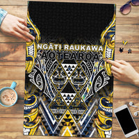 Aotearoa Ngati Raukawa Puzzle Maori Tribal Yellow And Navy Paua Shell Pattern