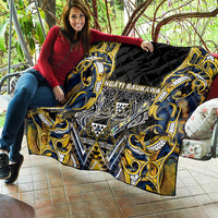 Aotearoa Ngati Raukawa Quilt Maori Tribal Yellow And Navy Paua Shell Pattern