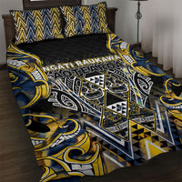 Aotearoa Ngati Raukawa Quilt Bed Set Maori Tribal Yellow And Navy Paua Shell Pattern