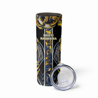 Aotearoa Ngati Raukawa Skinny Tumbler Maori Tribal Yellow And Navy Paua Shell Pattern