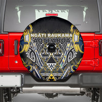 Aotearoa Ngati Raukawa Spare Tire Cover Maori Tribal Yellow And Navy Paua Shell Pattern