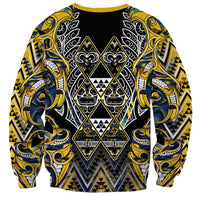Aotearoa Ngati Raukawa Sweatshirt Maori Tribal Yellow And Navy Paua Shell Pattern