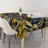 Aotearoa Ngati Raukawa Tablecloth Maori Tribal Yellow And Navy Paua Shell Pattern