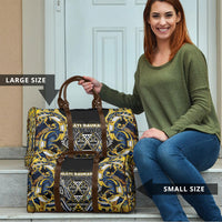 Aotearoa Ngati Raukawa Travel Bag Maori Tribal Yellow And Navy Paua Shell Pattern