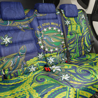 Cook Islands Language Week Back Car Seat Cover Flying Fish 15 Stars Tribal Patterns