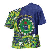 Cook Islands Language Week Cross Shoulder Shirt Flying Fish 15 Stars Tribal Patterns
