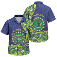 Cook Islands Language Week Family Matching Off Shoulder Short Dress and Hawaiian Shirt Flying Fish 15 Stars Tribal Patterns DT05 Son's Shirt Green - Polynesian Pride