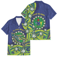 Cook Islands Language Week Family Matching Puletasi and Hawaiian Shirt Flying Fish 15 Stars Tribal Patterns DT05 Dad's Shirt - Short Sleeve Green - Polynesian Pride