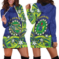 Cook Islands Language Week Hoodie Dress Flying Fish 15 Stars Tribal Patterns