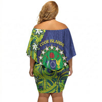 Cook Islands Language Week Off Shoulder Short Dress Flying Fish 15 Stars Tribal Patterns DT05 - Polynesian Pride