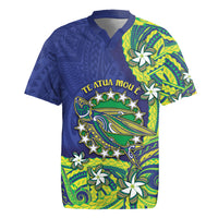 Cook Islands Language Week Rugby Jersey Flying Fish 15 Stars Tribal Patterns