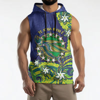 Cook Islands Language Week Sleeveless Hoodie Flying Fish 15 Stars Tribal Patterns