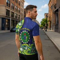 Cook Islands Language Week Zipper Polo Shirt Flying Fish 15 Stars Tribal Patterns DT05 - Polynesian Pride