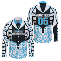 Custom Aotearoa Ngati Kahungunu Family Matching Long Sleeve Bodycon Dress and Hawaiian Shirt New Zealand Traditional Maori Pattern DT05 Dad's Shirt - Long Sleeve Blue - Polynesian Pride