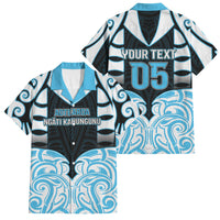 Custom Aotearoa Ngati Kahungunu Family Matching Off The Shoulder Long Sleeve Dress and Hawaiian Shirt New Zealand Traditional Maori Pattern DT05 Dad's Shirt - Short Sleeve Blue - Polynesian Pride
