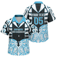 Custom Aotearoa Ngati Kahungunu Family Matching Off The Shoulder Long Sleeve Dress and Hawaiian Shirt New Zealand Traditional Maori Pattern DT05 Son's Shirt Blue - Polynesian Pride