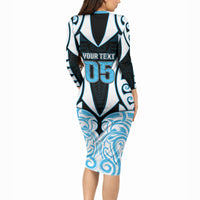 Custom Aotearoa Ngati Kahungunu Long Sleeve Bodycon Dress New Zealand Traditional Maori Pattern DT05 - Polynesian Pride