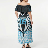 Custom Aotearoa Ngati Kahungunu Off Shoulder Maxi Dress New Zealand Traditional Maori Pattern DT05 - Polynesian Pride