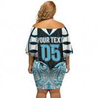 Custom Aotearoa Ngati Kahungunu Off Shoulder Short Dress New Zealand Traditional Maori Pattern DT05 - Polynesian Pride