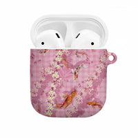 Pink Palaka Hawaiian And Japanese AirPods Case Sakura Lei With Koi Fish DT05 Pink - Polynesian Pride