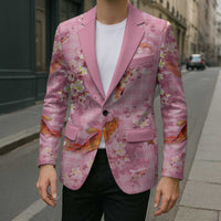 Pink Palaka Hawaiian And Japanese Blazer Sakura Lei With Koi Fish - Polynesian Pride