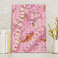 Pink Palaka Hawaiian And Japanese Canvas Wall Art Sakura Lei With Koi Fish - Polynesian Pride