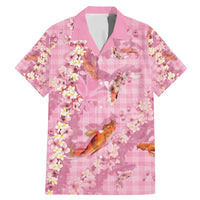 Pink Palaka Hawaiian And Japanese Family Matching Mermaid Dress and Hawaiian Shirt Sakura Lei With Koi Fish - Polynesian Pride