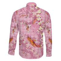 Pink Palaka Hawaiian And Japanese Family Matching Off Shoulder Maxi Dress and Hawaiian Shirt Sakura Lei With Koi Fish - Polynesian Pride