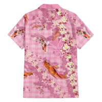 Pink Palaka Hawaiian And Japanese Family Matching Tank Maxi Dress and Hawaiian Shirt Sakura Lei With Koi Fish - Polynesian Pride