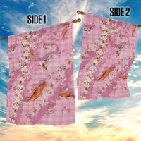 Pink Palaka Hawaiian And Japanese Garden Flag Sakura Lei With Koi Fish - Polynesian Pride
