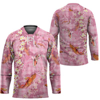 Pink Palaka Hawaiian And Japanese Hockey Jersey Sakura Lei With Koi Fish DT05 - Polynesian Pride