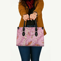 Pink Palaka Hawaiian And Japanese Leather Bag Sakura Lei With Koi Fish - Polynesian Pride