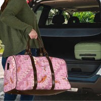 Pink Palaka Hawaiian And Japanese Travel Bag Sakura Lei With Koi Fish - Polynesian Pride
