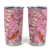 Pink Palaka Hawaiian And Japanese Tumbler Cup Sakura Lei With Koi Fish - Polynesian Pride