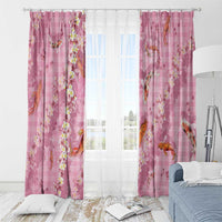 Pink Palaka Hawaiian And Japanese Window Curtain Sakura Lei With Koi Fish - Polynesian Pride