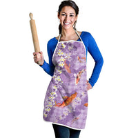 Purple Palaka Hawaiian And Japanese Apron Sakura Lei With Koi Fish - Polynesian Pride