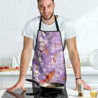 Purple Palaka Hawaiian And Japanese Apron Sakura Lei With Koi Fish - Polynesian Pride