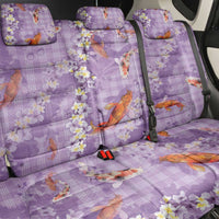 Purple Palaka Hawaiian And Japanese Back Car Seat Cover Sakura Lei With Koi Fish - Polynesian Pride