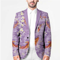 Purple Palaka Hawaiian And Japanese Blazer Sakura Lei With Koi Fish - Polynesian Pride