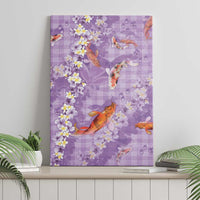 Purple Palaka Hawaiian And Japanese Canvas Wall Art Sakura Lei With Koi Fish - Polynesian Pride