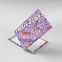 Purple Palaka Hawaiian And Japanese Canvas Wall Art Sakura Lei With Koi Fish - Polynesian Pride