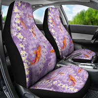 Purple Palaka Hawaiian And Japanese Car Seat Cover Sakura Lei With Koi Fish - Polynesian Pride