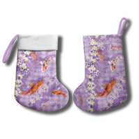 Purple Palaka Hawaiian And Japanese Christmas Stocking Sakura Lei With Koi Fish - Polynesian Pride