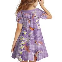 Purple Palaka Hawaiian And Japanese Family Matching Tank Maxi Dress and Hawaiian Shirt Sakura Lei With Koi Fish - Polynesian Pride