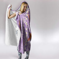 Purple Palaka Hawaiian And Japanese Hooded Blanket Sakura Lei With Koi Fish - Polynesian Pride