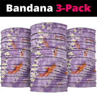 Purple Palaka Hawaiian And Japanese Neck Gaiter Sakura Lei With Koi Fish - Polynesian Pride